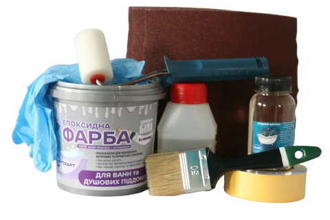 ArtСraft емаль для фарбування біла ванн 1.4 кг з набором для реставрації ArtСraft емаль для фарбування біла ванн 1.4 кг з набором для реставрації